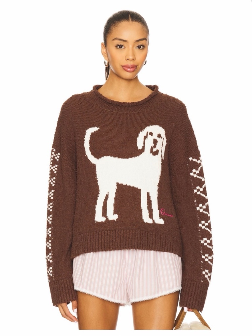 Free People Textured Knit Sweater in Brown